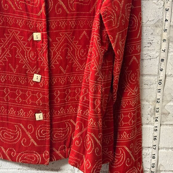 Coldwater Creek Red Button-Up Jacket – Women’s Size M – Geometric Paisley Patter - Picture 4 of 10